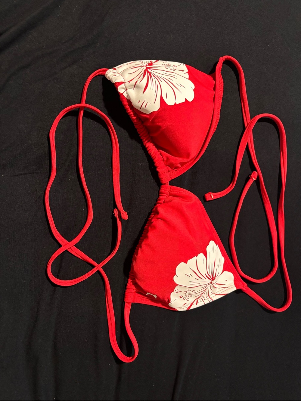 Red Floral Triangle Bikini Top - Women Swim